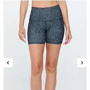 MIA SHORTS - NAVY CREAM SECUENCE W POCKETS 5" (HIGH-WAIST)